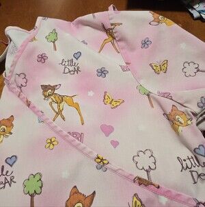 Ladies Scrub Top Pink 'Little Dear' Bambi Print Wrap-Style Top